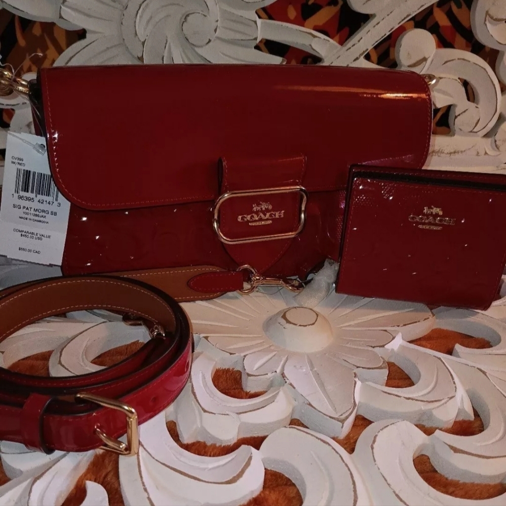 SOLD OUT ONLINE! COACH MORGAN BAG/SIGNATURE LEATHER & SNAP WALLET
